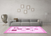 Machine Washable Solid Pink Modern Rug, wshabs140pnk