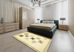 Machine Washable Abstract Metallic Gold Rug in a Bedroom, wshabs140