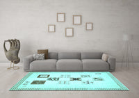 Machine Washable Solid Light Blue Modern Rug, wshabs140lblu