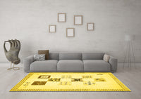 Machine Washable Solid Yellow Modern Rug, wshabs140yw