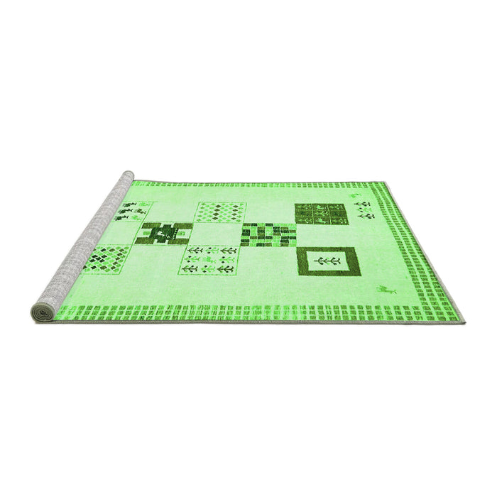 Sideview of Machine Washable Solid Green Modern Area Rugs, wshabs140grn