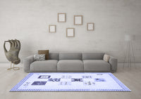 Machine Washable Solid Blue Modern Rug, wshabs140blu