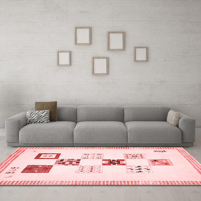 Modern Red Washable Rugs