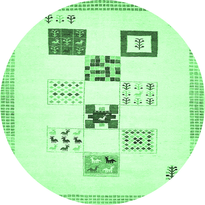 Round Machine Washable Solid Emerald Green Modern Area Rugs, wshabs140emgrn