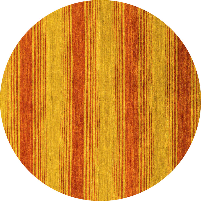 Round Abstract Yellow Modern Rug, abs1410yw