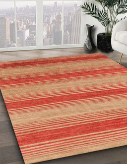 Machine Washable Abstract Mango Orange Rug in a Family Room, wshabs1410