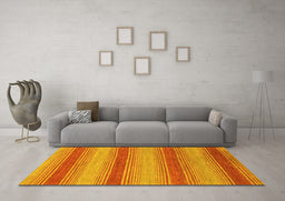 Machine Washable Abstract Yellow Modern Rug in a Living Room, wshabs1410yw