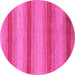 Round Machine Washable Abstract Pink Modern Rug, wshabs1410pnk