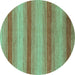 Round Machine Washable Abstract Turquoise Modern Area Rugs, wshabs1410turq