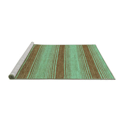 Sideview of Machine Washable Abstract Turquoise Modern Area Rugs, wshabs1410turq