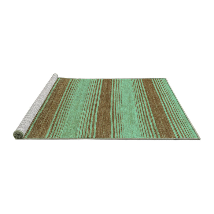 Sideview of Machine Washable Abstract Turquoise Modern Area Rugs, wshabs1410turq