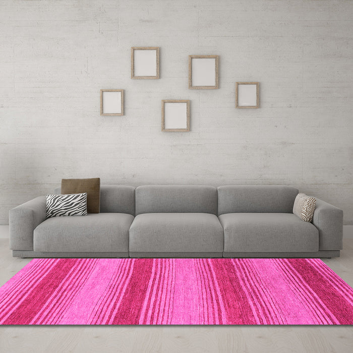 Machine Washable Abstract Pink Modern Rug in a Living Room, wshabs1410pnk