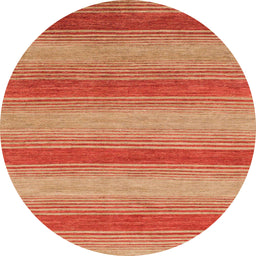Round Machine Washable Abstract Mango Orange Rug, wshabs1410