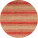 Round Machine Washable Abstract Mango Orange Rug, wshabs1410