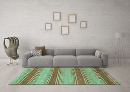 Machine Washable Abstract Turquoise Modern Area Rugs in a Living Room,, wshabs1410turq