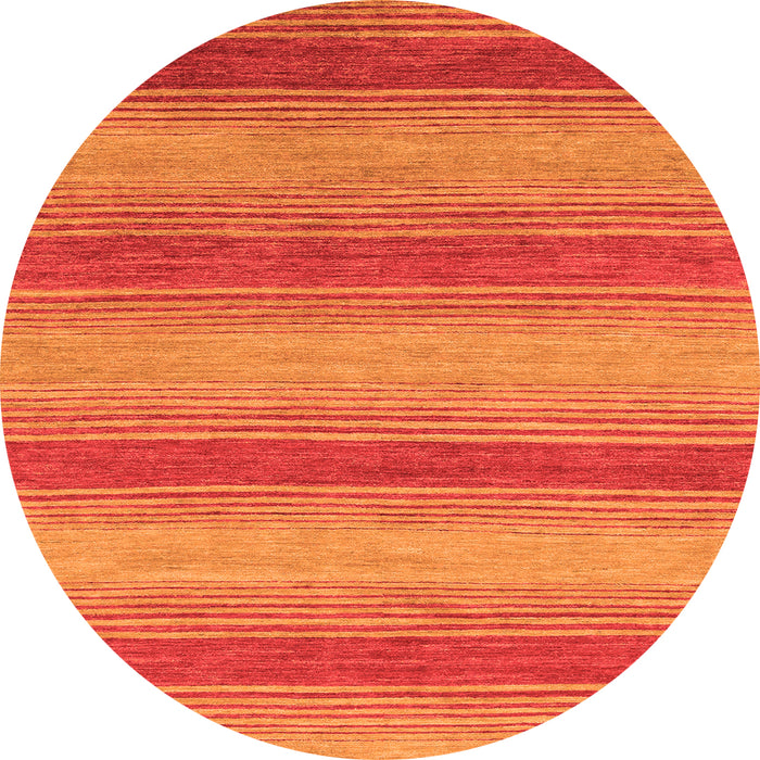 Round Machine Washable Abstract Orange Modern Area Rugs, wshabs1410org