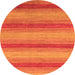 Round Machine Washable Abstract Orange Modern Area Rugs, wshabs1410org