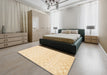 Machine Washable Abstract Khaki Gold Rug in a Bedroom, wshabs1411