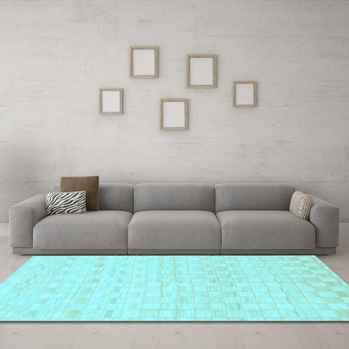 Machine Washable Solid Light Blue Modern Rug in a Living Room, wshabs1411lblu