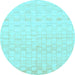 Round Machine Washable Solid Light Blue Modern Rug, wshabs1411lblu