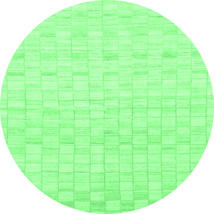 Round Machine Washable Solid Emerald Green Modern Area Rugs, wshabs1411emgrn