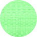 Round Machine Washable Solid Emerald Green Modern Area Rugs, wshabs1411emgrn