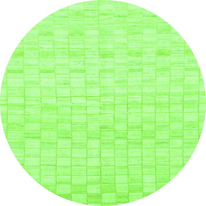 Round Machine Washable Solid Green Modern Area Rugs, wshabs1411grn