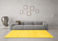 Machine Washable Solid Yellow Modern Rug, wshabs1411yw