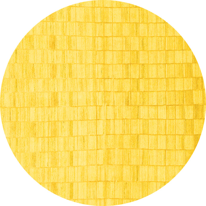Round Machine Washable Solid Yellow Modern Rug, wshabs1411yw