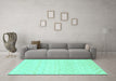 Machine Washable Solid Turquoise Modern Area Rugs in a Living Room,, wshabs1411turq