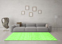 Machine Washable Solid Green Modern Rug, wshabs1411grn