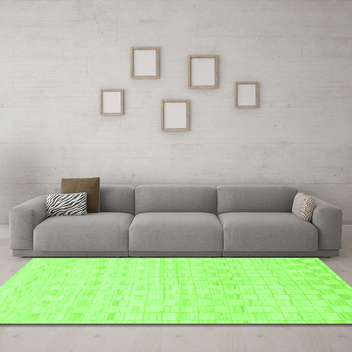 Machine Washable Solid Green Modern Area Rugs in a Living Room,, wshabs1411grn