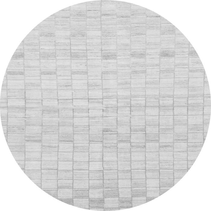 Round Machine Washable Solid Gray Modern Rug, wshabs1411gry