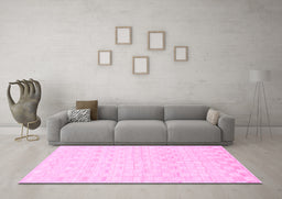 Machine Washable Solid Pink Modern Rug in a Living Room, wshabs1411pnk