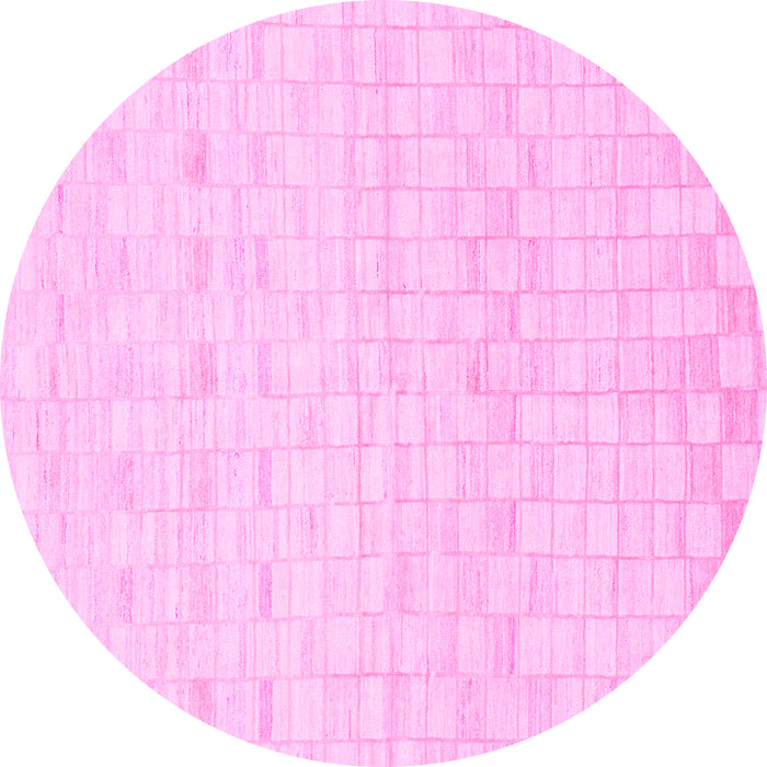 Round Machine Washable Solid Pink Modern Rug, wshabs1411pnk