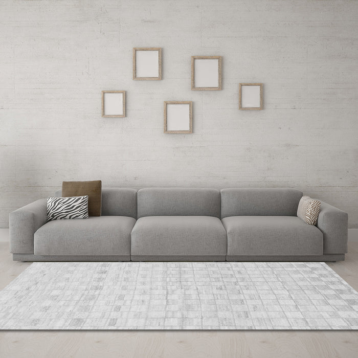 Machine Washable Solid Gray Modern Rug in a Living Room,, wshabs1411gry