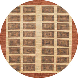 Round Abstract Brown Sand Brown Modern Rug, abs1412
