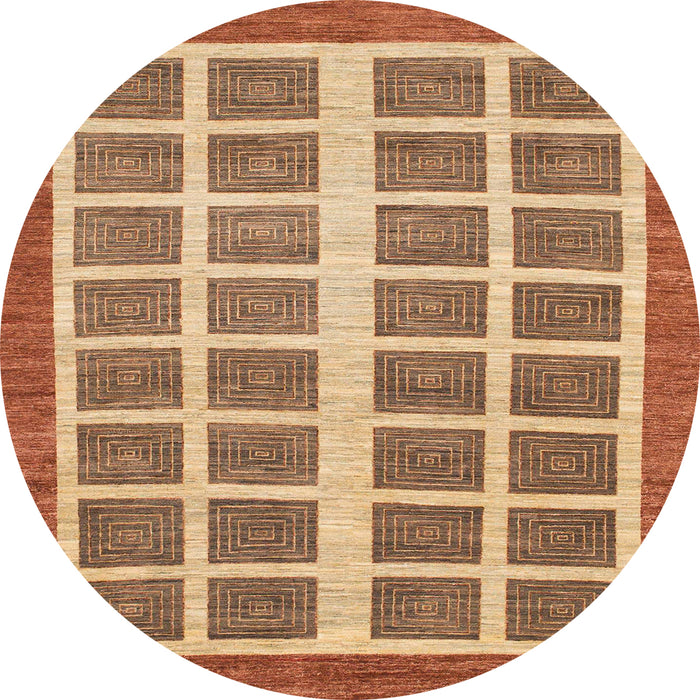 Round Abstract Brown Sand Brown Modern Rug, abs1412