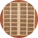 Round Abstract Brown Sand Brown Modern Rug, abs1412