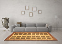 Machine Washable Abstract Brown Modern Rug, wshabs1412brn