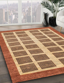 Abstract Brown Sand Brown Modern Rug in Family Room, abs1412