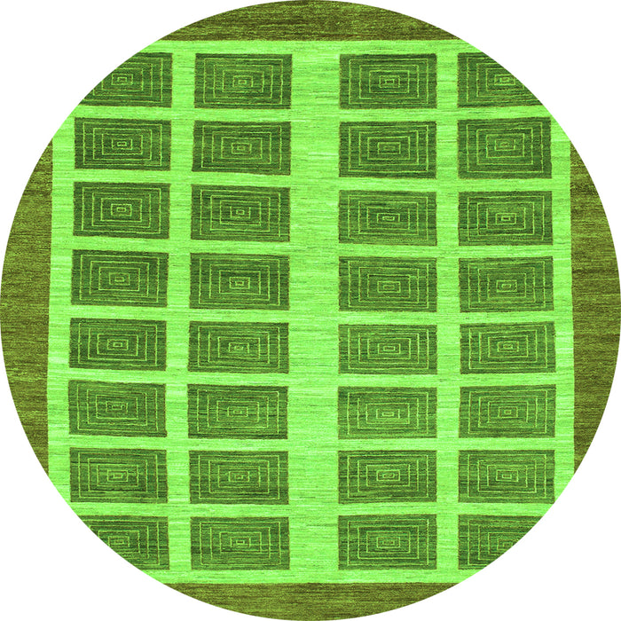Round Abstract Green Modern Rug, abs1412grn