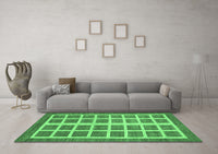 Machine Washable Abstract Emerald Green Modern Rug, wshabs1412emgrn