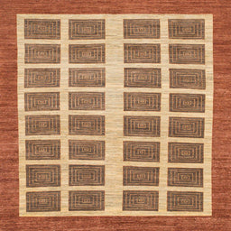 Square Abstract Brown Sand Brown Modern Rug, abs1412