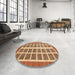 Round Machine Washable Abstract Brown Sand Brown Rug in a Office, wshabs1412