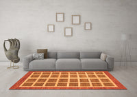 Machine Washable Abstract Orange Modern Rug, wshabs1412org