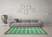 Machine Washable Abstract Turquoise Modern Area Rugs in a Living Room,, wshabs1412turq