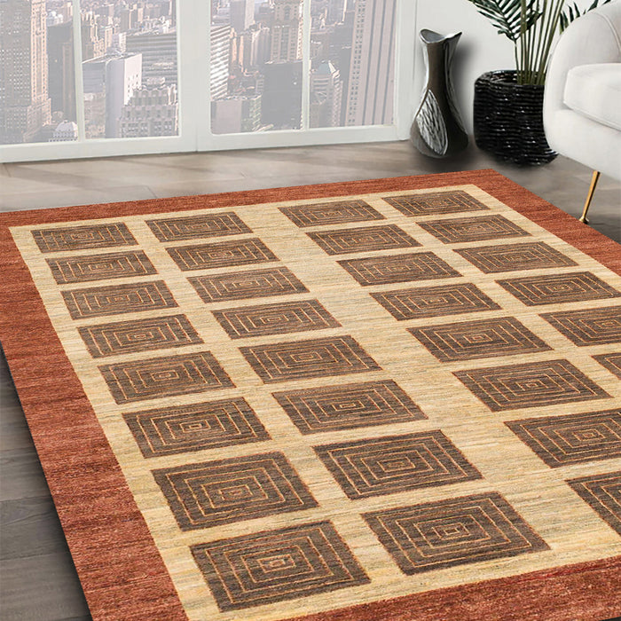 Abstract Brown Sand Brown Modern Rug in Family Room, abs1412
