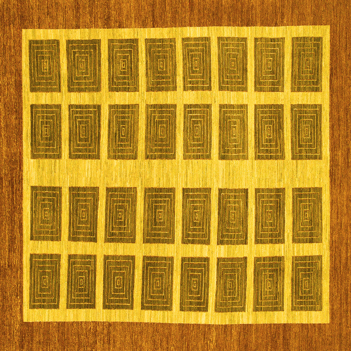 Square Abstract Yellow Modern Rug, abs1412yw