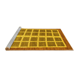Sideview of Machine Washable Abstract Yellow Modern Rug, wshabs1412yw